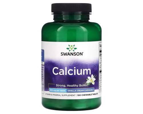 Swanson, Calcium, Vanilla Cream, 500 mg, 100 Chewable Tablets Swanson, Calcium, Vanilla Cream, 500 mg, 100 Chewable Tablets