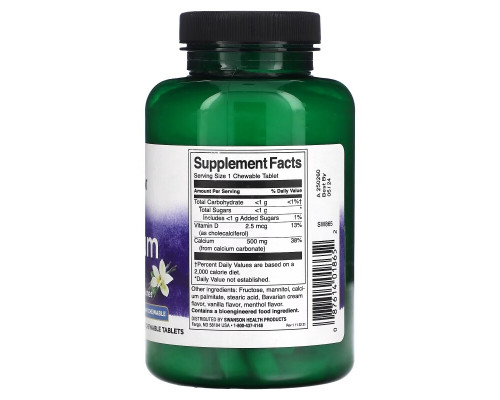Swanson, Calcium, Vanilla Cream, 500 mg, 100 Chewable Tablets Swanson, Calcium, Vanilla Cream, 500 mg, 100 Chewable Tablets
