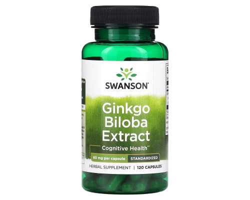 Swanson, Ginkgo Biloba Extract, 60 mg, 120 Capsules Swanson, Ginkgo Biloba Extract, 60 mg, 120 Capsules