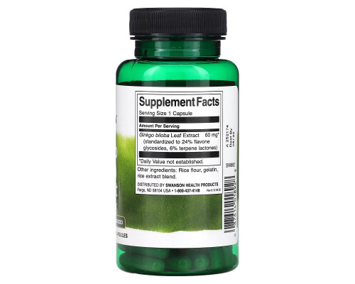Swanson, Ginkgo Biloba Extract, 60 mg, 120 Capsules Swanson, Ginkgo Biloba Extract, 60 mg, 120 Capsules