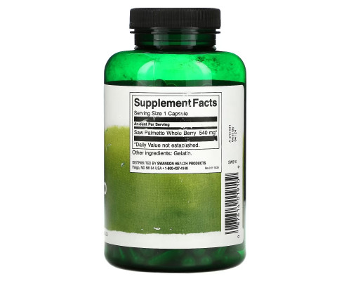 Swanson, Full Spectrum Saw Palmetto, 540 mg, 250 Capsules Swanson, Full Spectrum Saw Palmetto, 540 mg, 250 Capsules