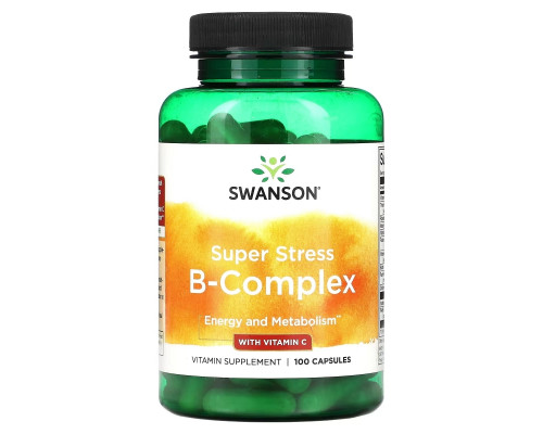 Swanson, Super Stress, B-Complex, With Vitamin C, 100 Capsules Swanson, Super Stress, B-Complex, With Vitamin C, 100 Capsules