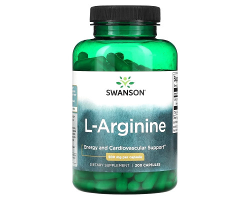 Swanson, L-Arginine , 500 mg , 200 Capsules Swanson, L-Arginine , 500 mg , 200 Capsules