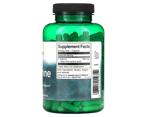 Swanson, L-Arginine , 500 mg , 200 Capsules Swanson, L-Arginine , 500 mg , 200 Capsules