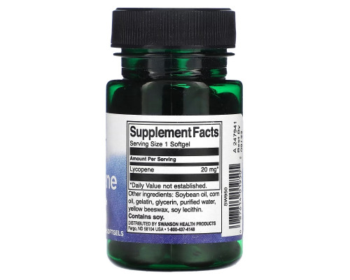 Swanson, Lycopene, 20 mg, 60 Softgels Swanson, Lycopene, 20 mg, 60 Softgels