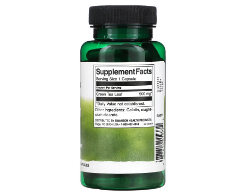 Swanson, Green Tea, 500 mg, 100 Capsules Swanson, Green Tea, 500 mg, 100 Capsules