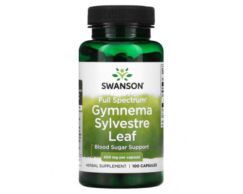 БАДы при сахарном диабете Swanson, Gymnema Sylvestre Leaf, полный спектр действия, 400 мг, 100 капсул БАДы при сахарном диабете Swanson, Gymnema Sylvestre Leaf, полный спектр действия, 400 мг, 100 капсул