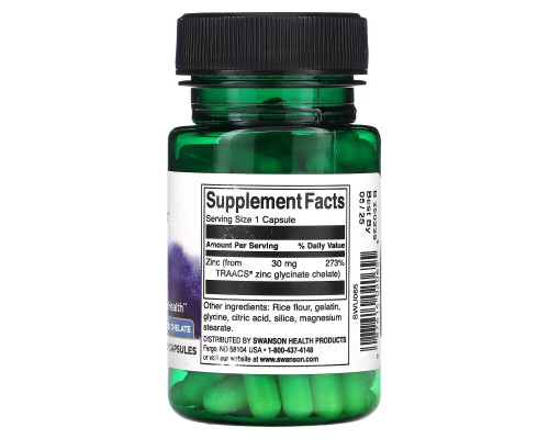 Swanson, Albion Zinc, 30 mg, 90 Capsules Swanson, Albion Zinc, 30 mg, 90 Capsules