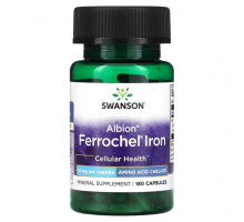 Железо Swanson, Albion, Ferrochel Iron, 18 мг, 180 капсул