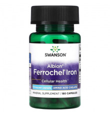 Железо Swanson, Albion, Ferrochel Iron, 18 мг, 180 капсул