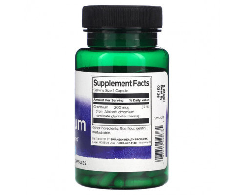 Минералы и микроэлементы Swanson, Albion Chromium, 200 мкг, 180 капсул Минералы и микроэлементы Swanson, Albion Chromium, 200 мкг, 180 капсул