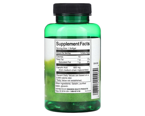 Swanson, Caprylic Acid, 600 mg, 60 Softgels Swanson, Caprylic Acid, 600 mg, 60 Softgels