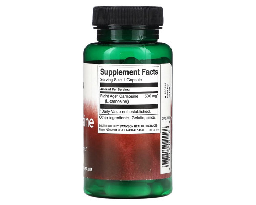 Swanson, L-Carnosine , 500 mg, 60 Capsules Swanson, L-Carnosine , 500 mg, 60 Capsules
