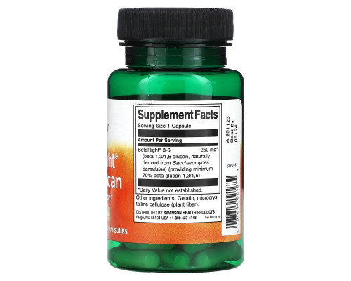 Swanson, BetaRight, Beta Glucan, 250 mg, 60 Capsules Swanson, BetaRight, Beta Glucan, 250 mg, 60 Capsules