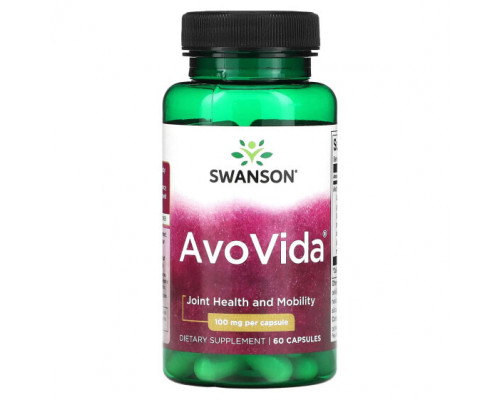 Для мышц и суставов Swanson, AvoVida, 100 мг, 60 капсул Для мышц и суставов Swanson, AvoVida, 100 мг, 60 капсул