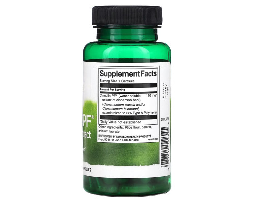 Swanson, Cinnulin PF, Cinnamon Extract, 150 mg , 120 Capsules