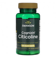 Улучшение памяти и работы мозга Swanson, Cognizin Citicoline, 500 мг, 60 растительных капсул