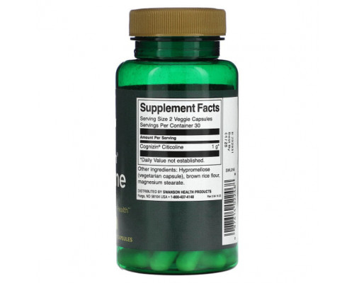 Улучшение памяти и работы мозга Swanson, Cognizin Citicoline, 500 мг, 60 растительных капсул Улучшение памяти и работы мозга Swanson, Cognizin Citicoline, 500 мг, 60 растительных капсул