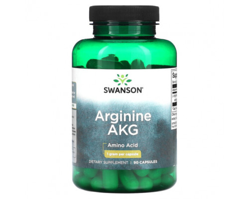 Аминокислоты Swanson, Аргинин AKG, 1 г, 90 капсул Аминокислоты Swanson, Аргинин AKG, 1 г, 90 капсул