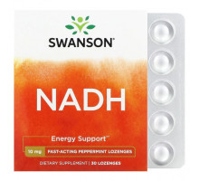 Витамины группы B Swanson, NADH, перечная мята, 10 мг, 30 пастилок