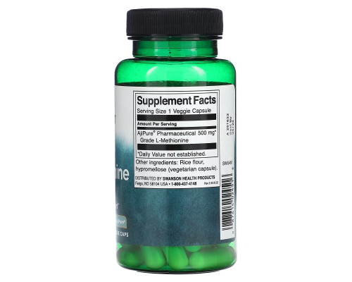 Swanson, L-Methionine, Featuring AjiPure, 500 mg, 60 Veggie Caps Swanson, L-Methionine, Featuring AjiPure, 500 mg, 60 Veggie Caps