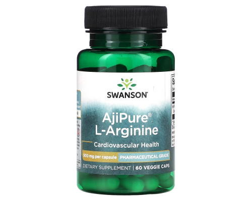 Swanson, AjiPure L-Arginine, 500 mg, 60 Veggie Caps Swanson, AjiPure L-Arginine, 500 mg, 60 Veggie Caps