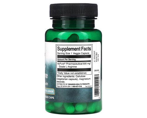 Swanson, AjiPure L-Arginine, 500 mg, 60 Veggie Caps Swanson, AjiPure L-Arginine, 500 mg, 60 Veggie Caps