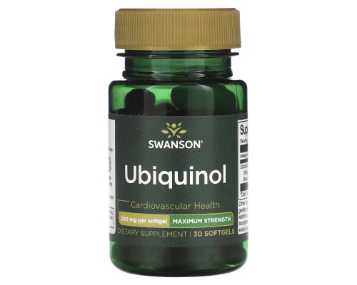 Swanson, Ubiquinol, Maximum Strength, 200 mg, 30 Softgels Swanson, Ubiquinol, Maximum Strength, 200 mg, 30 Softgels