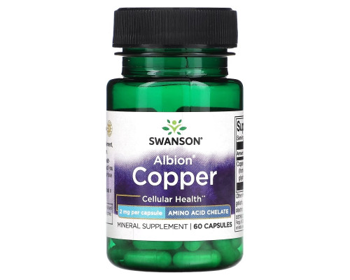 Swanson, Albion Copper, 2 мг, 60 капсул Swanson, Albion Copper, 2 мг, 60 капсул