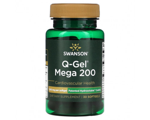 Коэнзим Q10 Swanson, Q-Gel Mega, 200 мг, 30 мягких таблеток Коэнзим Q10 Swanson, Q-Gel Mega, 200 мг, 30 мягких таблеток