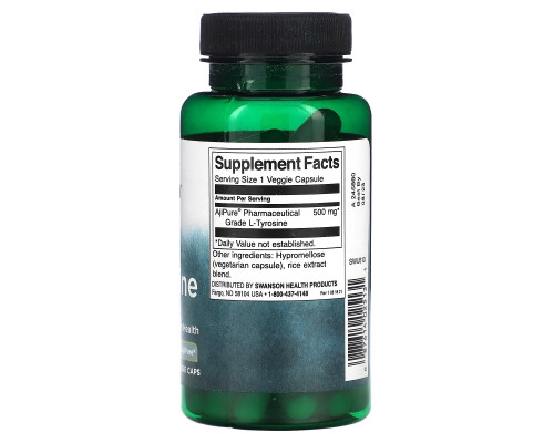 Swanson, L-Tyrosine, 500 mg, 60 Veggie Caps Swanson, L-Tyrosine, 500 mg, 60 Veggie Caps