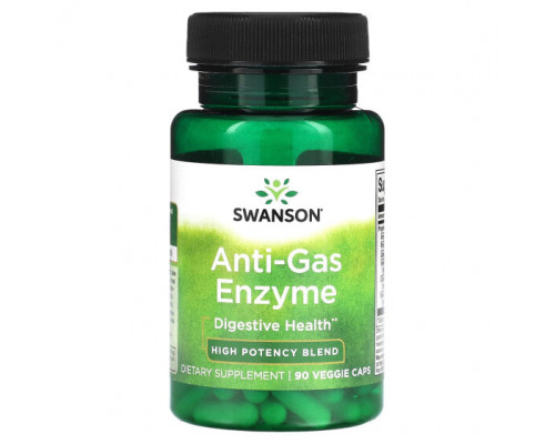 Пищеварительные ферменты Swanson, Anti-Gas Enzyme, высокоэффективная смесь, 90 растительных капсул Пищеварительные ферменты Swanson, Anti-Gas Enzyme, высокоэффективная смесь, 90 растительных капсул