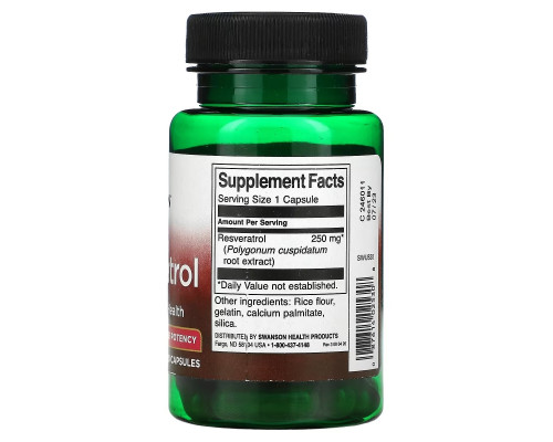 Swanson, Resveratrol, High Potency, 250 mg, 30 Capsules Swanson, Resveratrol, High Potency, 250 mg, 30 Capsules