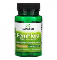 Swanson, FemFlora, Probiotic For Women, 9.8 Billion CFU, 60 Capsules