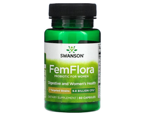 Swanson, FemFlora, Probiotic For Women, 9.8 Billion CFU, 60 Capsules Swanson, FemFlora, Probiotic For Women, 9.8 Billion CFU, 60 Capsules
