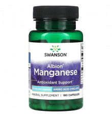 Минералы и микроэлементы Swanson, Albion марганец, 10 мг, 180 капсул