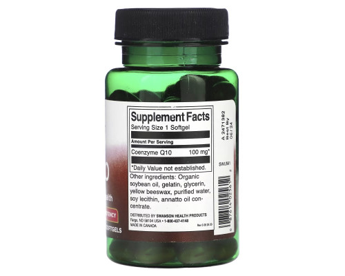 Swanson, CoQ10, 100 mg, 100 Softgels Swanson, CoQ10, 100 mg, 100 Softgels