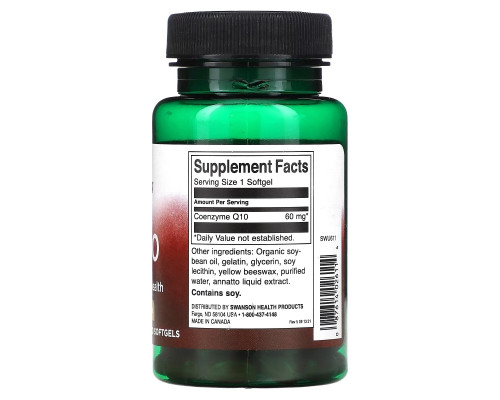 Swanson, Коэнзим Q10, 60 мг, 120 мягких таблеток Swanson, Коэнзим Q10, 60 мг, 120 мягких таблеток