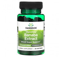 Растительные экстракты и настойки Swanson, GlucoHelp, экстракт банабы, 1,33 мг, 60 мягких таблеток
