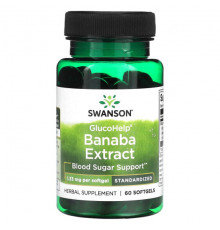 Растительные экстракты и настойки Swanson, GlucoHelp, экстракт банабы, 1,33 мг, 60 мягких таблеток