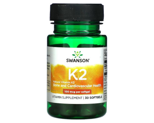 Swanson, Natural Vitamin K2, 100 mcg, 30 Softgels Swanson, Natural Vitamin K2, 100 mcg, 30 Softgels