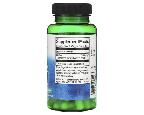 Swanson, GABA, Maximum Strength, 750 mg, 60 Veggie Strength Swanson, GABA, Maximum Strength, 750 mg, 60 Veggie Strength