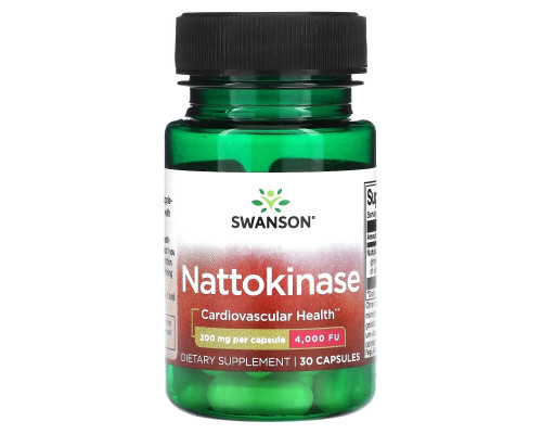 Swanson, Наттокиназа, 200 мг, 30 капсул Swanson, Наттокиназа, 200 мг, 30 капсул