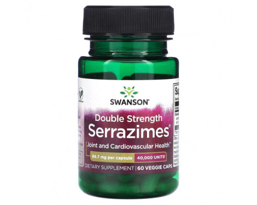 Пищеварительные ферменты Double Strength Serrazimes, 66.7 mg, 60 Veggie Capsule Пищеварительные ферменты Double Strength Serrazimes, 66.7 mg, 60 Veggie Capsule