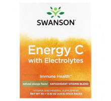 Витамин C Swanson, Energy C с электролитами, натуральный апельсин, 30 пакетиков по 4,6 г (0,16 унции)