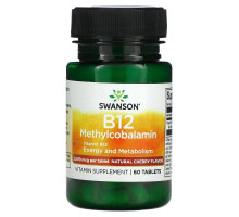 Swanson, B12, Methylcobalamin, Cherry, 60 Tablets