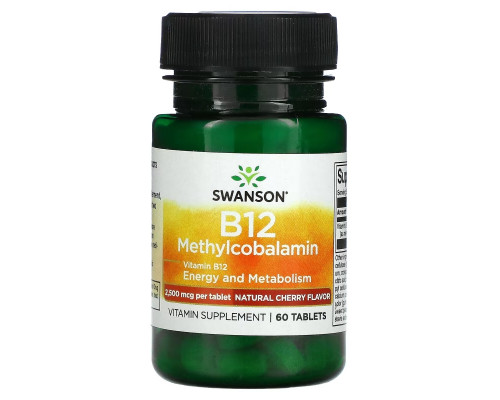 Swanson, B12, Methylcobalamin, Cherry, 60 Tablets Swanson, B12, Methylcobalamin, Cherry, 60 Tablets