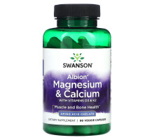 Swanson, Albion, Magnesium & Calcium with Vitamins D3 & K2, 90 Veggie Capsules