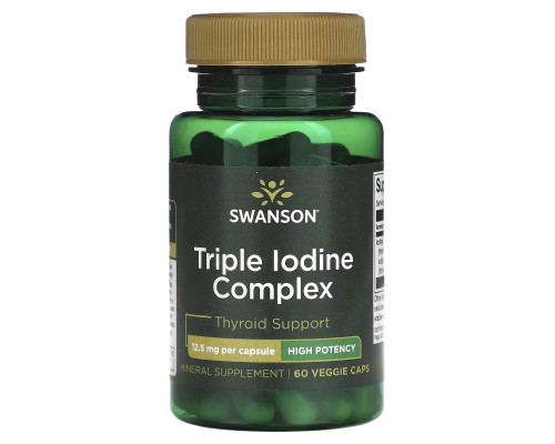 Swanson, Triple Iodine Complex, High Potency, 12.5 mg, 60 Veggie Caps