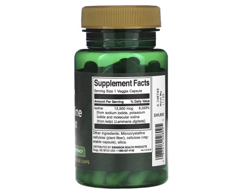 Swanson, Triple Iodine Complex, High Potency, 12.5 mg, 60 Veggie Caps